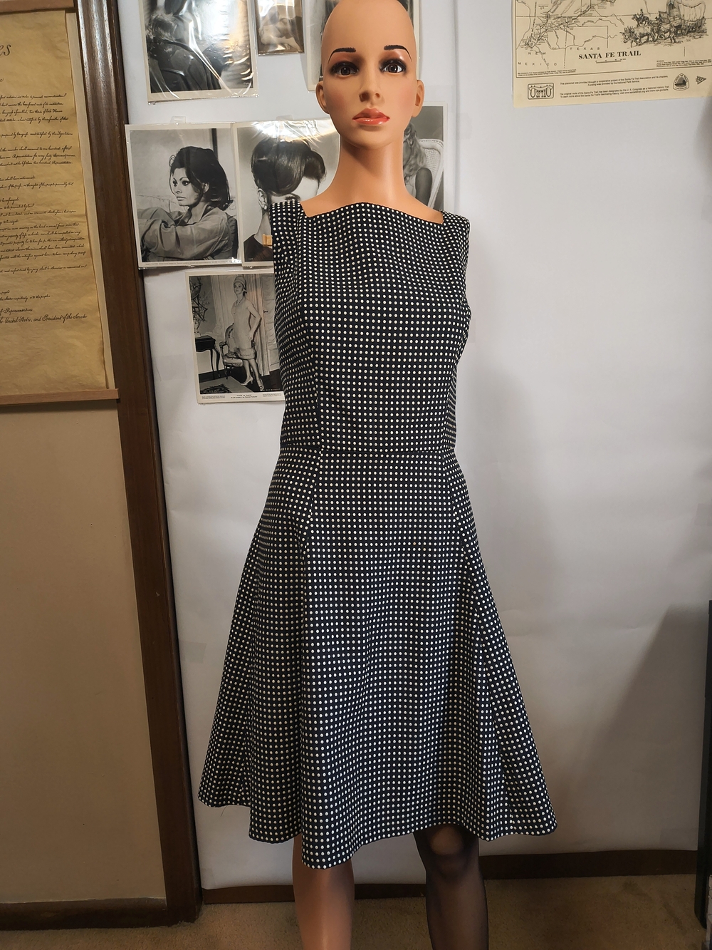 Lauren Ralph Lauren Navy Polka Dot A-Line Dress Women’s Size 12